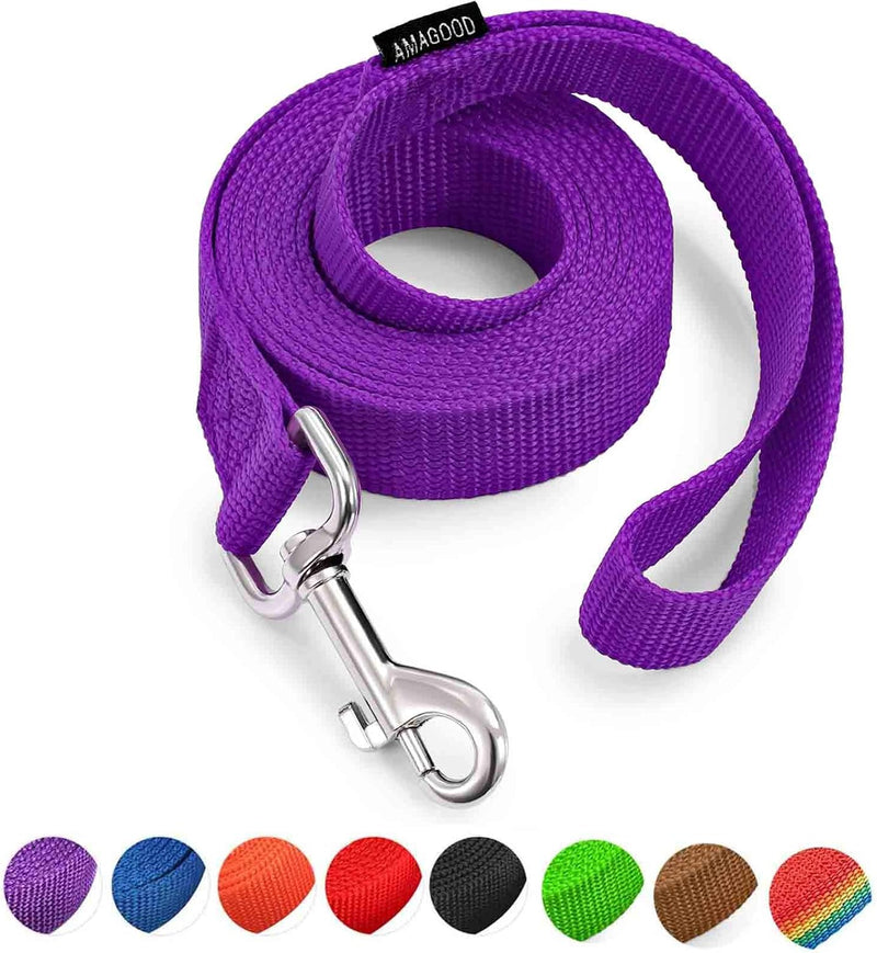 AMAGOOD 6 FT Puppy/Leash, Strong Traditional Style with Easy to Use Collar Hook, Great for Small - 1 in x 6 ft(Pack of 1) / Purple