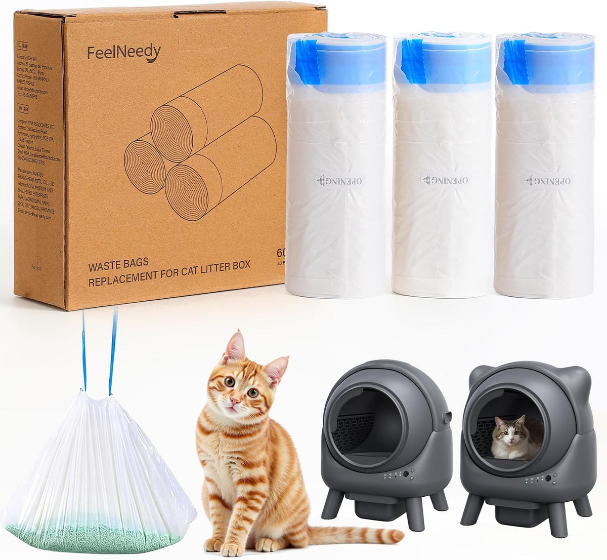 Automatic Litter Box, FEELNEEDY Self Cleaning Litter Box - Replaced Trash Bags