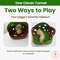 Guinea Pig Tunnel Foldable Fleece Hideout Tube with Cheese-Hole Design Soft Cozy Hideaway for Guinea Pig Cage Corner Indoor Play and Napping-Green