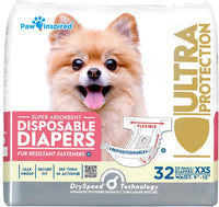Paw Inspired 32ct Disposable Dog Diapers - XX-Small/Toy (32 Count)