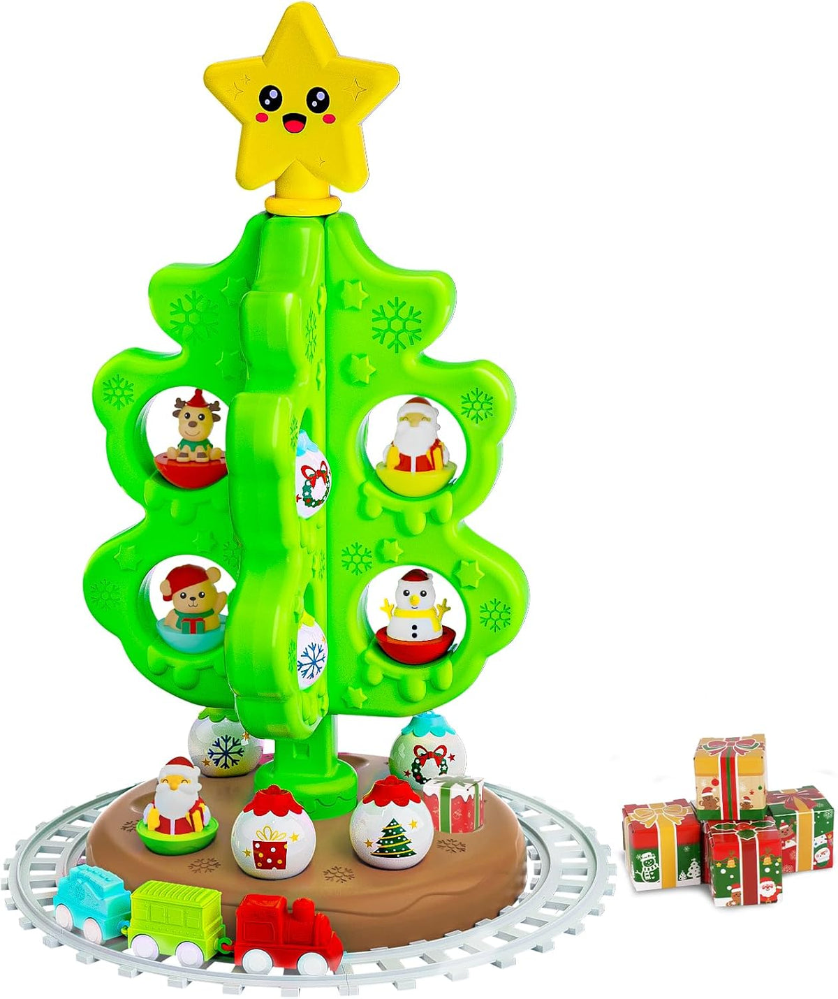 Handwell my first Christmas tree for toddlers with roly poly toys, trains and tracks - view 2