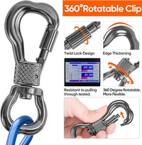 Tresbro 15FT Reflective Tie Out Cable for Dogs Up to 250 Pounds, Steel Wire Lead Leash Cable with Stainless Rotatable Clip, Lightweight and Enduring, Dog Lead Chains for Outside,Yard,Camping, Blue