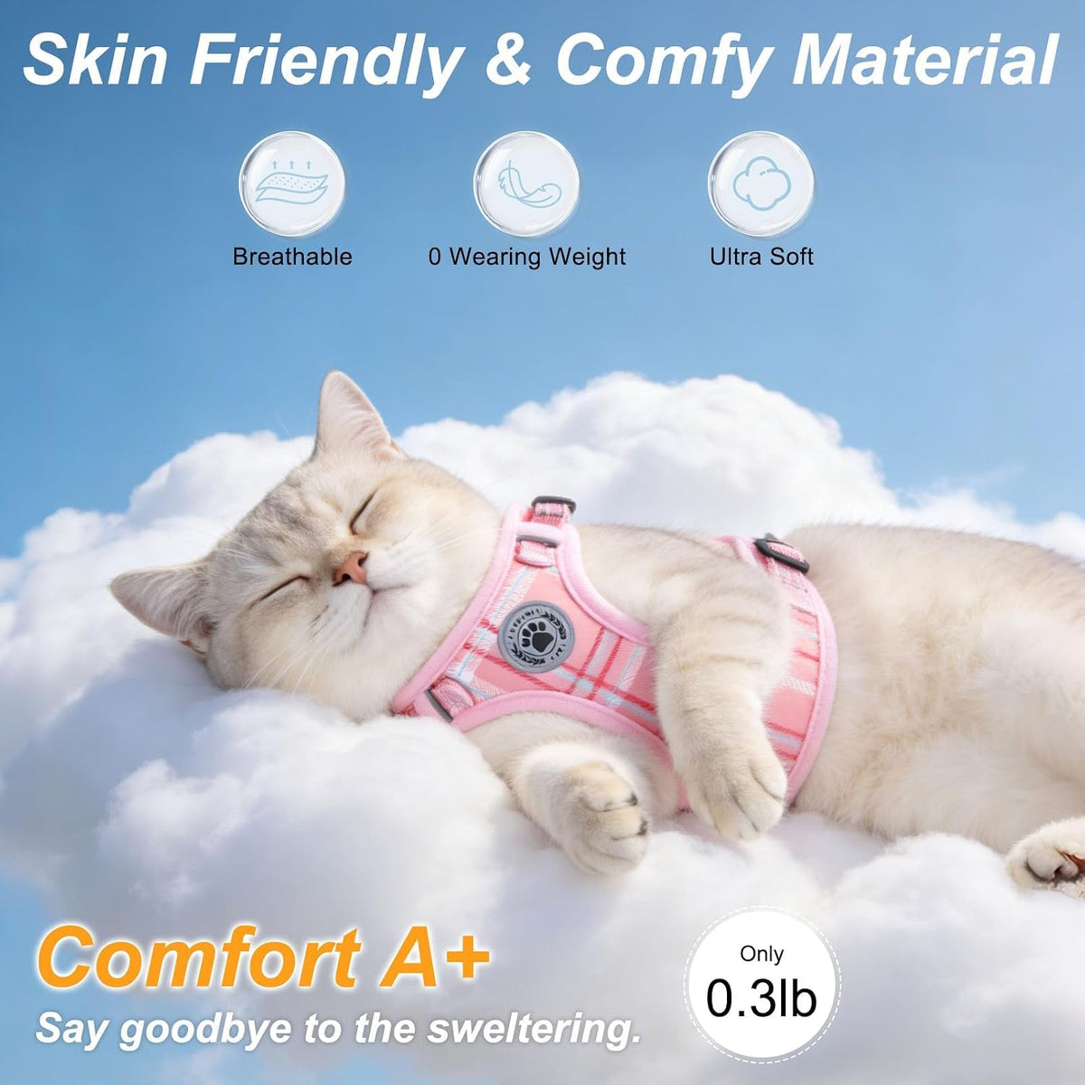 Cat Harness and Leash Set, Escape Proof and Adjustable - Pink / M (Chest: 12 - 19") - image 3