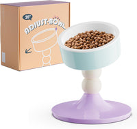 Ceramic Elevated Raised Cat Bowls, Cat Food Dish with Stand - Lavender & Mint