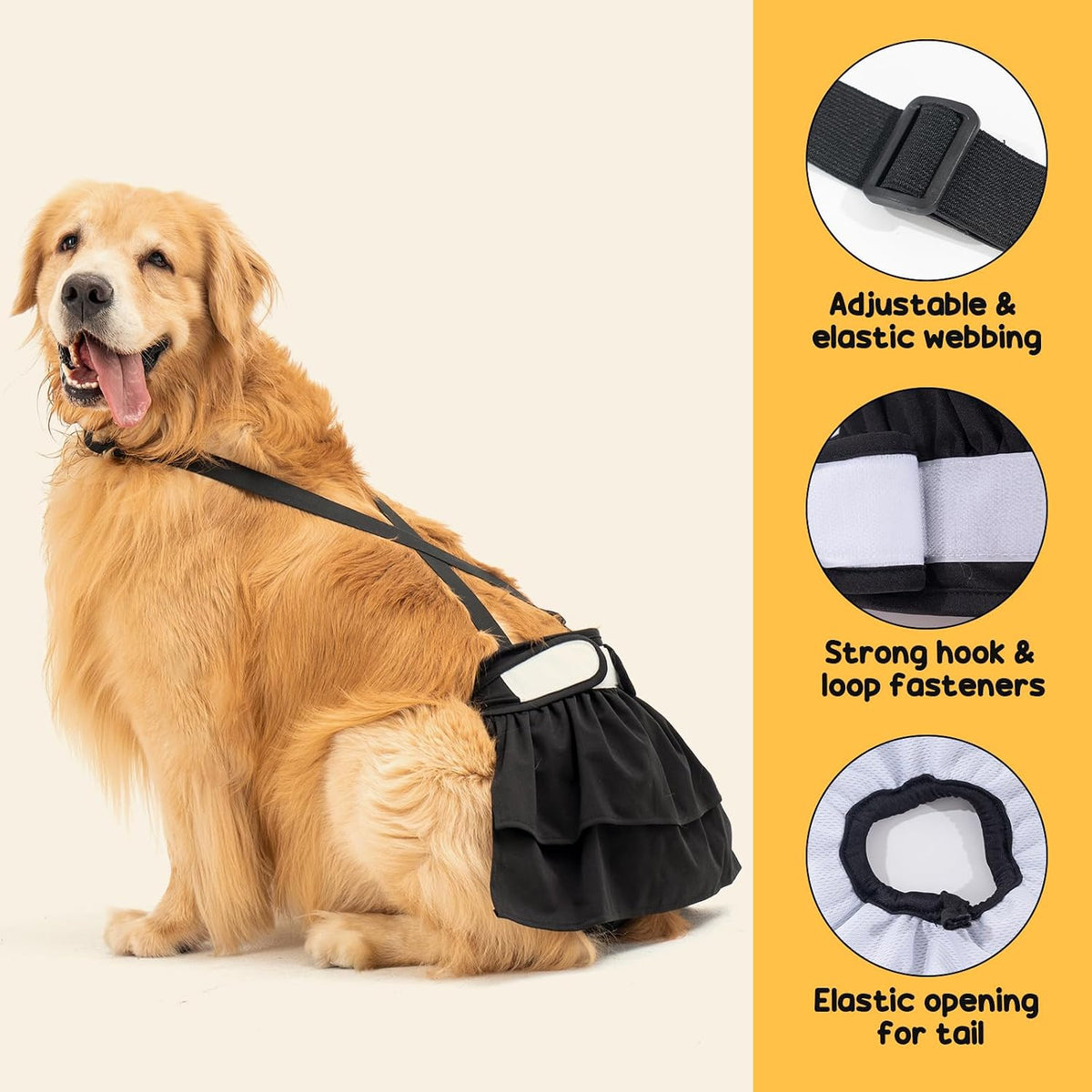 Avont 3 Pack Washable Female Dog Diaper with Suspender-Mixed Patern L – Essentials for Dogs - Pure Color - Black/Brown/Grey / XL - image 3