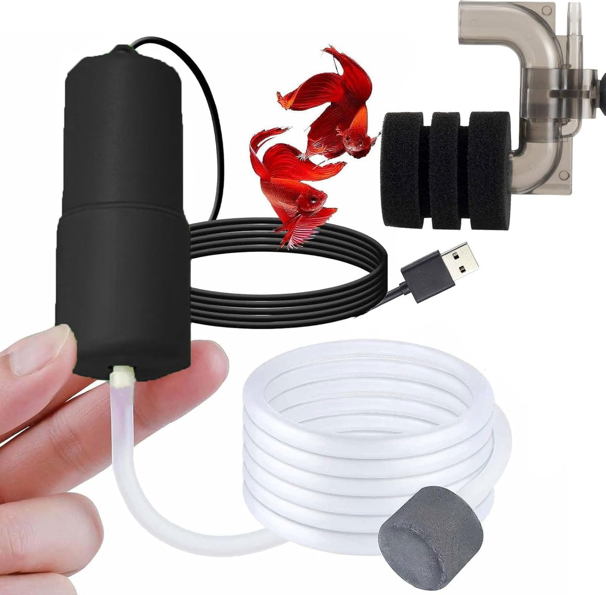 USB Oxygen Air Pump for Aquarium - Black3