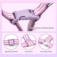 Stripe Step in Dog Harness for Small Dogs, Freedom Nylon Dog Halter Vests, Lightweight and Escape Proof Puppy Harness, Quick Fits for Small Medium and Large Dogs, Purple M
