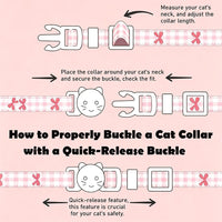 2 Pack Cotton Breakaway Cat Collars Set with Bell and Flower Pendant - pink leopard+bow - image 2