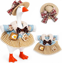 7inch Desk Goose Outfits, Mini Desktop Goose Clothes with Sunglasses & Necklaces, Brown Leopard - Dress Blue / 7 Inch
