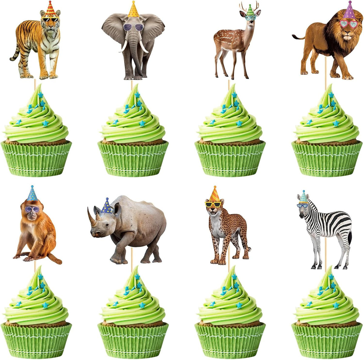 Adecortalk fall cupcake toppers, 48 glitter pumpkin, leaf and turkey picks in 8 designs