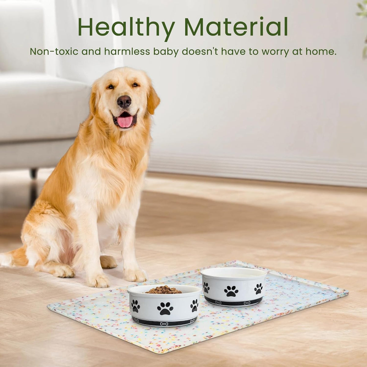 Pet Placemat for Dog and Cat - 24.5"L x 16.5"W / Donut-White - image 3