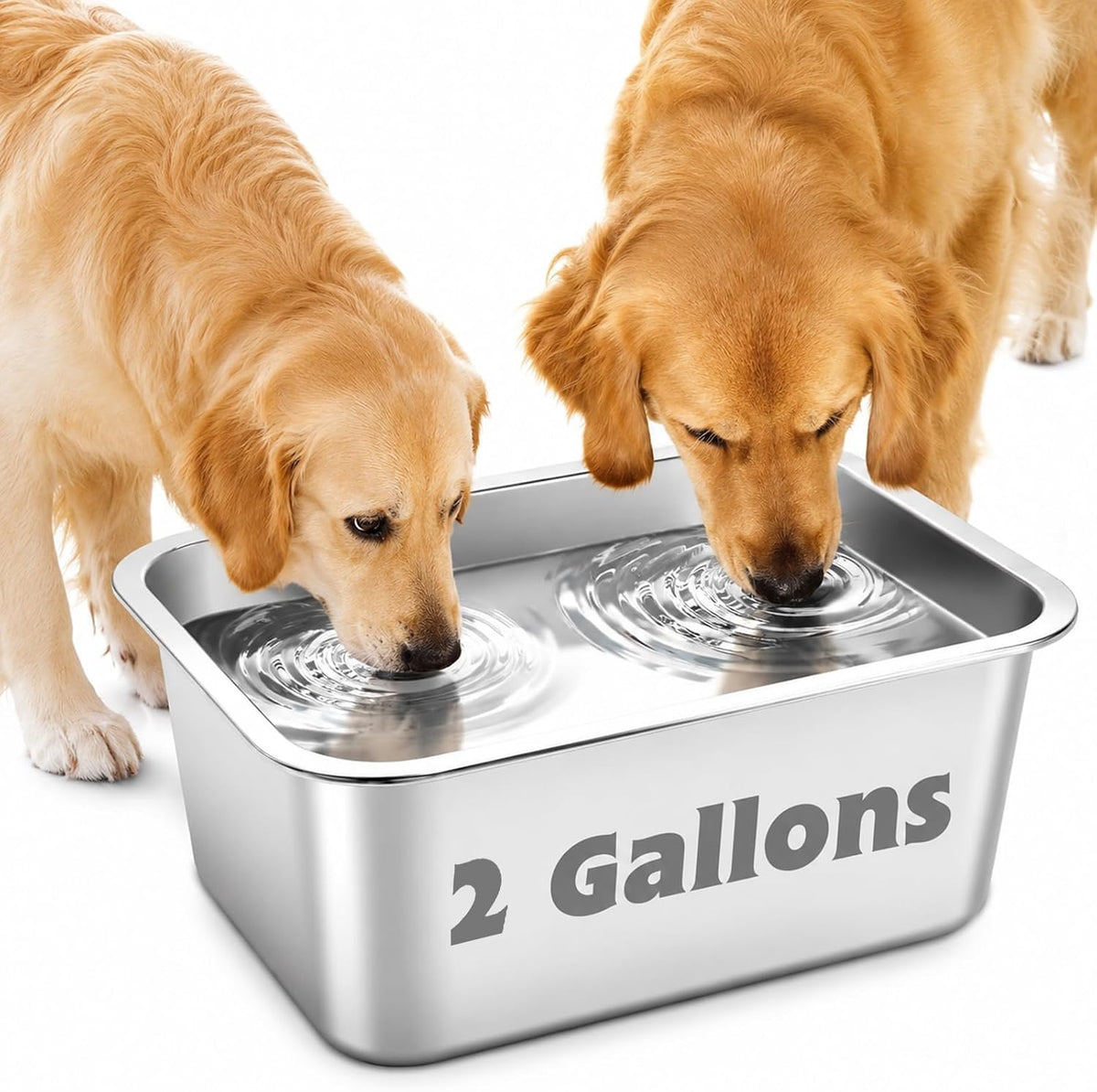 YUEPET 3 Gal Large Stainless Steel Dogs Water Bowl - 2 Gallons