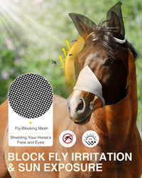 Hilltown Adjustable Fly Mask for Horse with Ears - UV-Block, Large Eye Space, Breathable, Built to Last, Comfort Fit - Horse Fly Mask for Daily Stable, Hot Weather Riding & Competition - Cob, Grey
