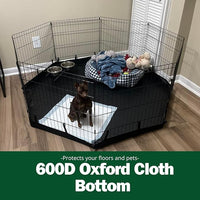 PJYuCien Dog Playpen, 8 Panels 24’’H Dog Pens Indoor with Bottom Pad, Metal Foldable Pet Puppy Exercise Fence Crate Kennel, Better for Small Animals, Black