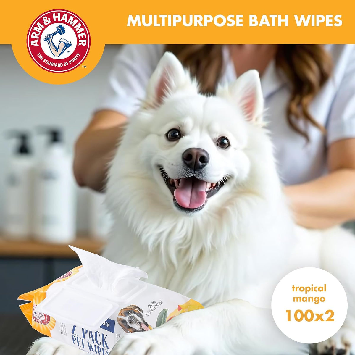 Arm & Hammer Heavy Duty Multipurpose Dog Wipes, Mango - 100 Count (Pack of 2) - image 2