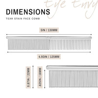 Eye Envy Tear Stain Remover Comb for Dogs and Cats. Fine/Coarse with 80 Rounded Pins. Gently Remove Crusty Eye Debris, Gunk and Boogers. Face and Feet Comb. Remove Tangles