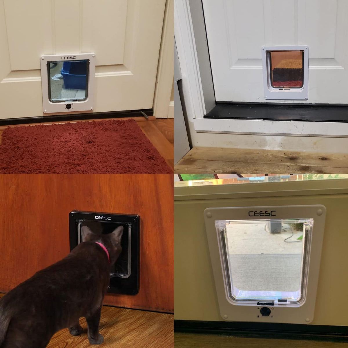 CEESC Medium Cat Door for Interior/Exterior, for Pets <15.75" - M- Inner size: 6.18"(W) x 6.3"(H) / White - image 3