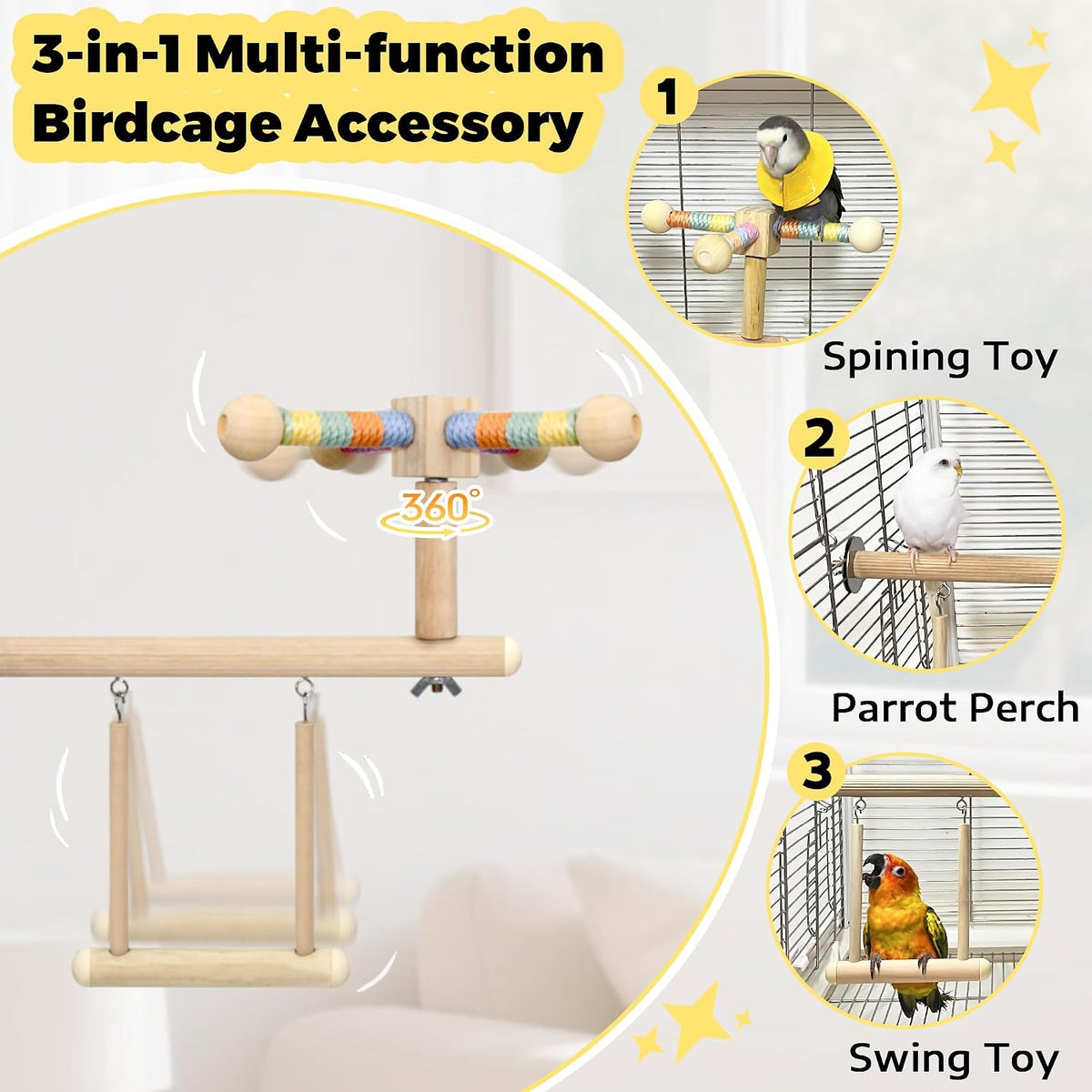 Bird Spinning Perch & Swing Toy Combo - image 2