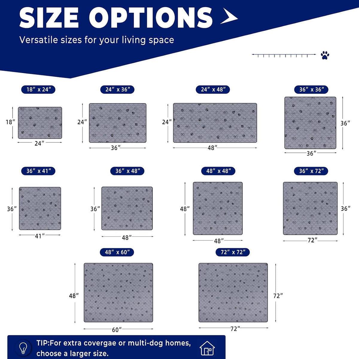 4 Pack Washable Pee Pads for Dogs - Deep Grey / 36x72 Inch (Pack of 2) - image 2