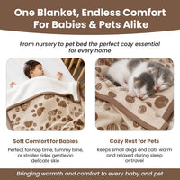 Small Pet Blanket, 100% Organic Cotton - Earth Ivory / Mocha Meringue - image 3