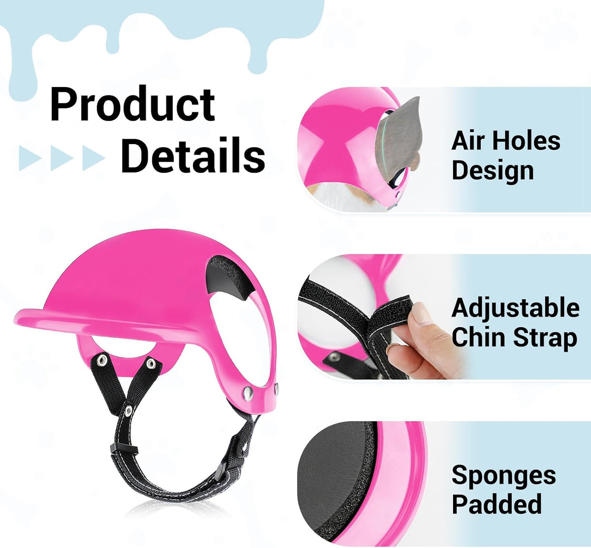 Dog Helmet and Goggles for Small Dogs - Small-(Pink+Pink) - image 4