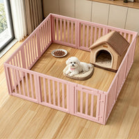 Dog Playpen Indoor, Puppy Playpen, White 23.6" H, 10 Panels - pink / 12 / 23.6 inch Height