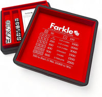 Luck Lab Farkle Dice Tray and Storage Case, Grey and Turquoise - Black and Red