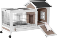 Aivituvin Pet Playpen Guinea Pig Cage Small Animal Rabbit Exercise - M Size - 40.6"L Rabbit Hutch(Brown)