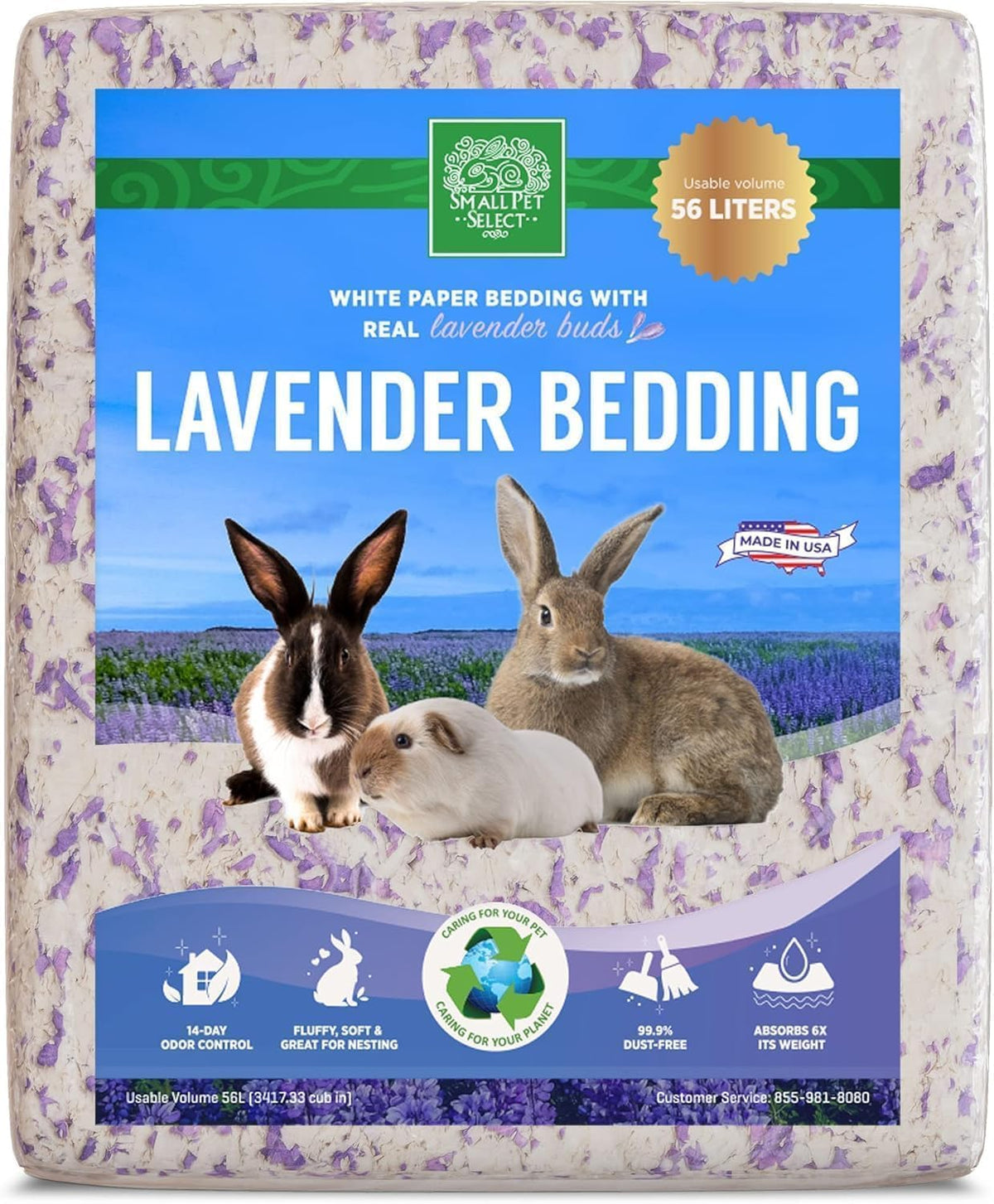 Small Pet Select Rose Paper Bedding, Odor Control - Natural Lavender
