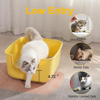 Large Cat Litter Box with High Sides,Cat Boxes for Indoor Cats,Cat Litter Pan for Kitty,Litter Box with Low Entry,Easy to Clean,Anti-Splashing (Green)