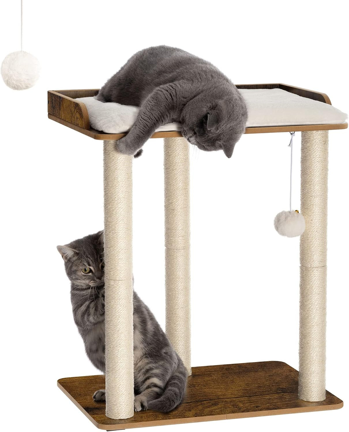 Modern Cat Tree for Large Cats, Full Sisal Cat Scratching Post – Essentials for Cats - Rustic Brown / 22"L x 15.7"W x 26.7"H