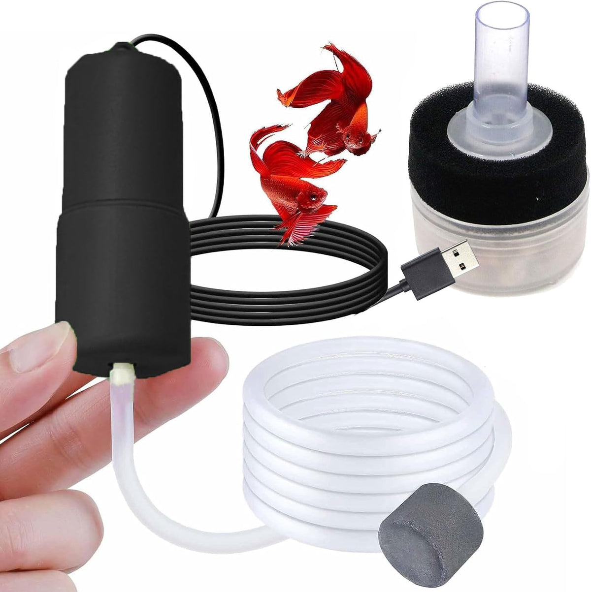 USB Oxygen Air Pump for Aquarium - Black2