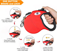 16ft Retractable Dog Leash for Large Breed Dogs up to 110 lbs - Large / Red - image 4