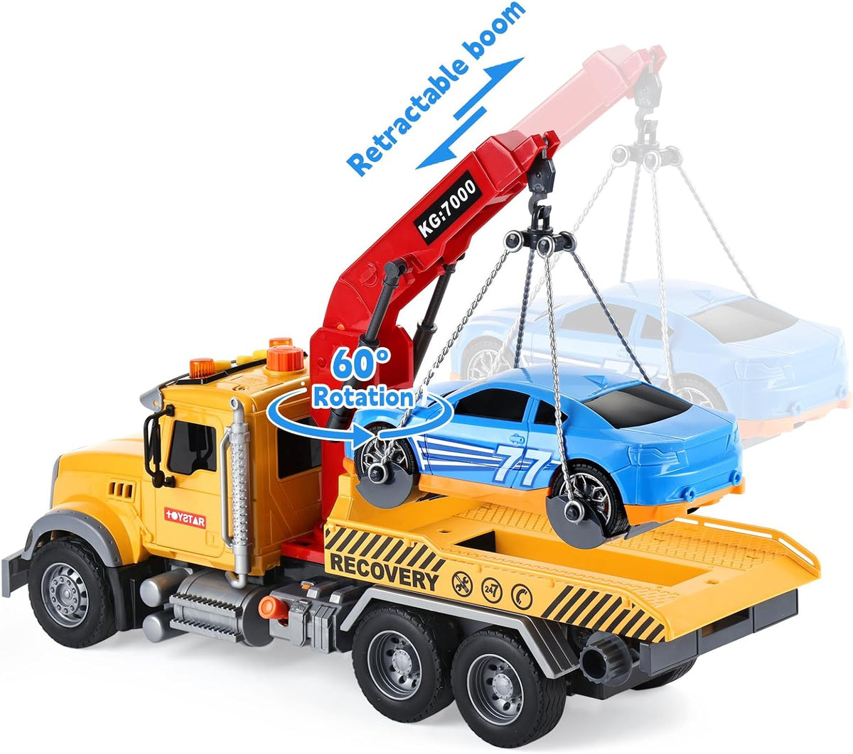 SASBSC 3-in-1 big crane truck toy with extended boom, rope hook and friction wheels - view 5