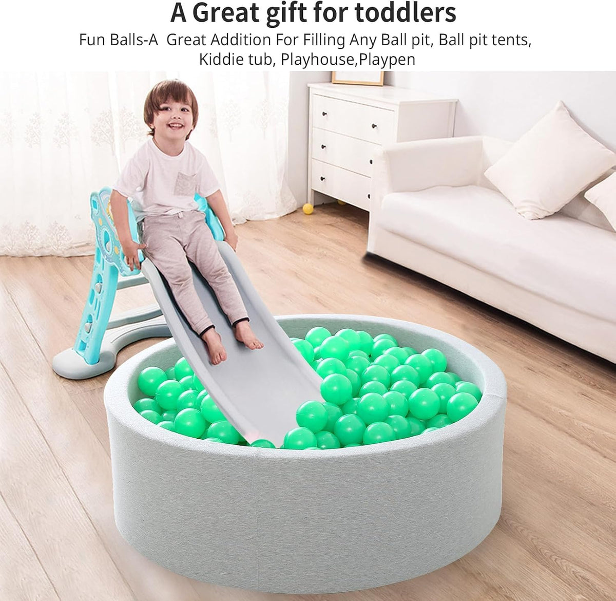 Heopeis green ball pit balls, 2.75 inches, crush proof plastic for kids - view 22