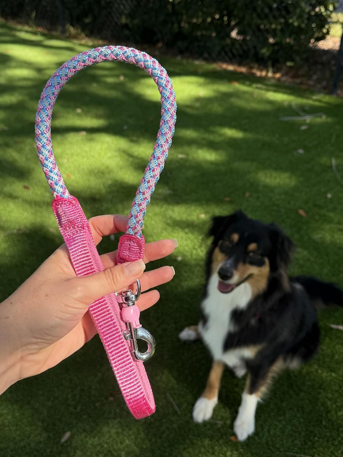 Reflective Dog Leash 2/3/4/6/10ft Braided 1/2" Strong Nylon Rope – Essentials for Dogs - 2ft * 1/2" / Pink - image 2