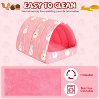 UPINS 2 Pack Guinea Pig Hideout, Washable Small Animal House Bed – Daily Care for Small Pets - 6.8 x 7.4 inch / Pink Light Green - image 4