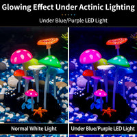 Uniclife glowing artificial mushroom aquarium decor in silicone with suction cup base - view 3