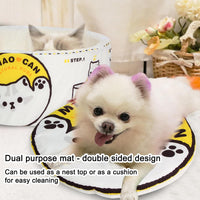 寵幸 Ramen Noodle Cute Cat Bed, Soft Warm Washable Kitten Bed - 15.7"L x 15.7"W x 7.9"Th / yellow white - image 3