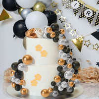 ASTARON 32 Pcs Foam Balls Cake Topper Decorations for Party Cake - Gold，silver，black - image 4
