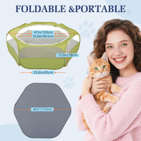 Pawaboo Small Animal Playpen, Waterproof Portable Pet Cage Tent - U-Green+Gray / 1 - image 2
