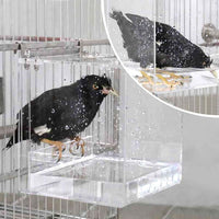 GURECOD Hanging Bird Bath Cube Bird Bathtub Bath Shower Box Bowl Cage - 6.3 x 6.3 x 6.3 inch - image 2