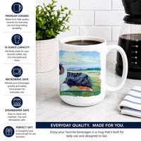 Collie Ceramic Coffee Mug 15 oz Decorative Large C Handle Mug Cup for Tea, Cocoa Hot Chocolate