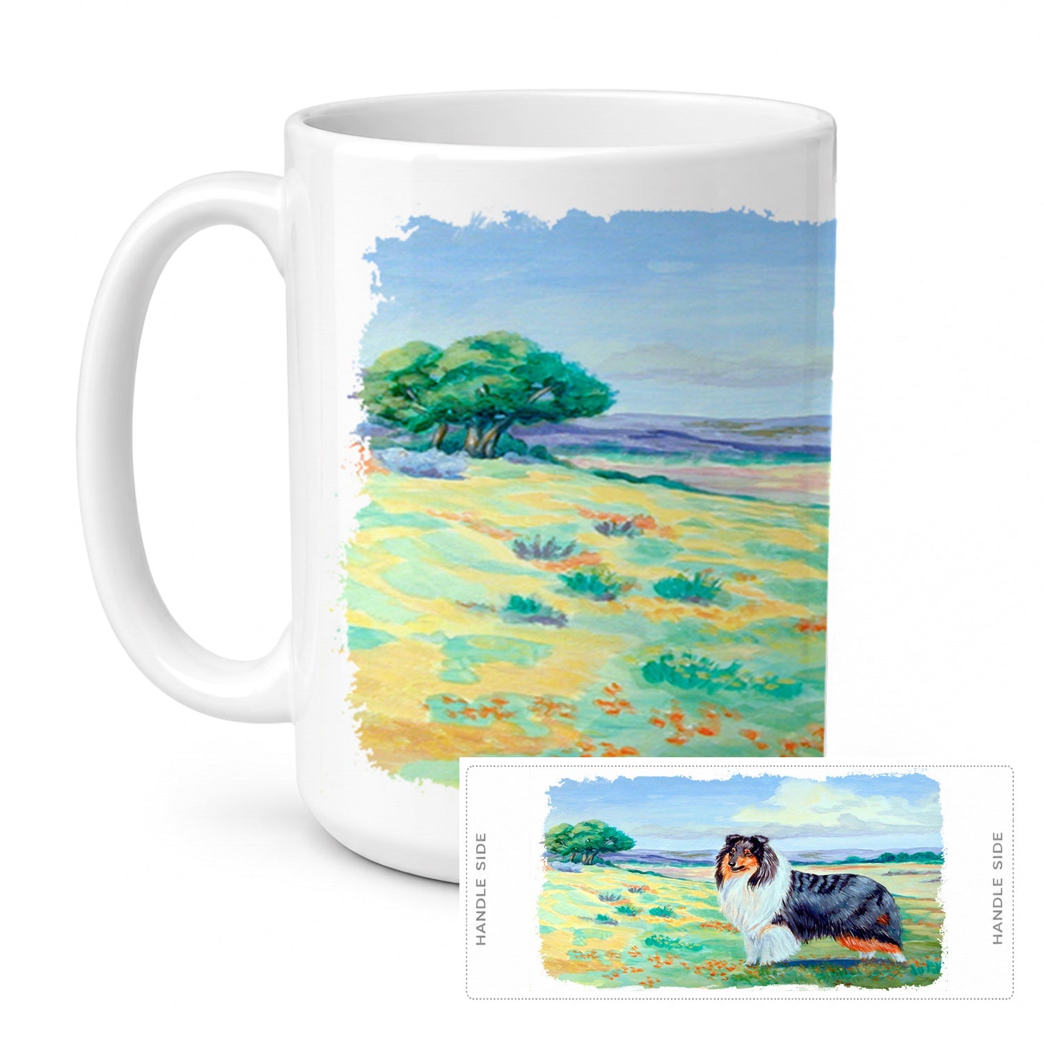 Collie Ceramic Coffee Mug 15 oz Decorative Large C Handle Mug Cup for Tea, Cocoa Hot Chocolate