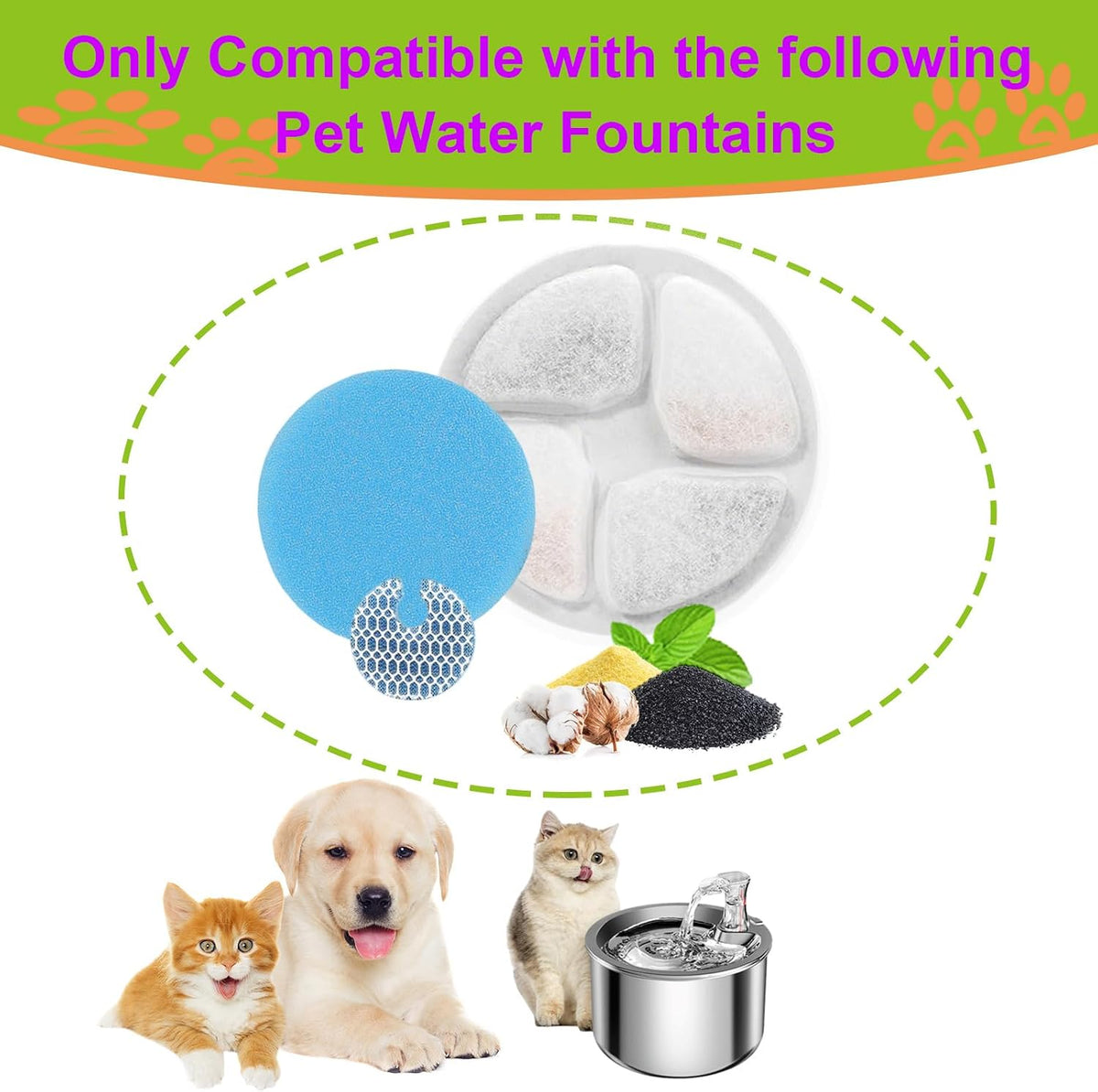 Cat Water Fountain Filter Replacement for Square 2.2L/73oz Pet - Filter / 10 Set - image 2