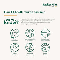 Baskerville Classic Basket Muzzle - Dog can Pant and Drink, Prevents Biting and Food Waste Scavenging, Strong TPR, Ideal for Longer Nosed Dogs, Breathable Dog Training Muzzle for Medium Dogs (Size 4)