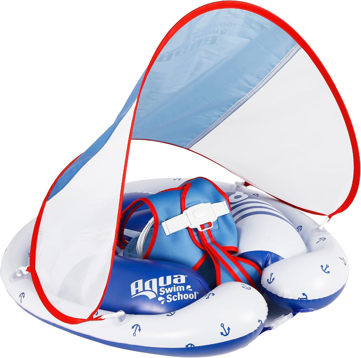 SwimSchool Freestyle Swimmer Baby Pool Float with Multi-Position - Freestyle Swimmer Baby Float w/Canopy