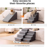 Gardner Pet Dog Stairs for Small Dogs 14" H - Grey 2in1 / 4.0 / 15.75"x30"x22"Deformable - image 4