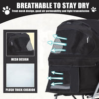 Pet Stroller 4 Wheels Dog Cat Stroller for Small Medium Dogs Cats Foldable Puppy Stroller with Storage Basket and Cup Holder,Black
