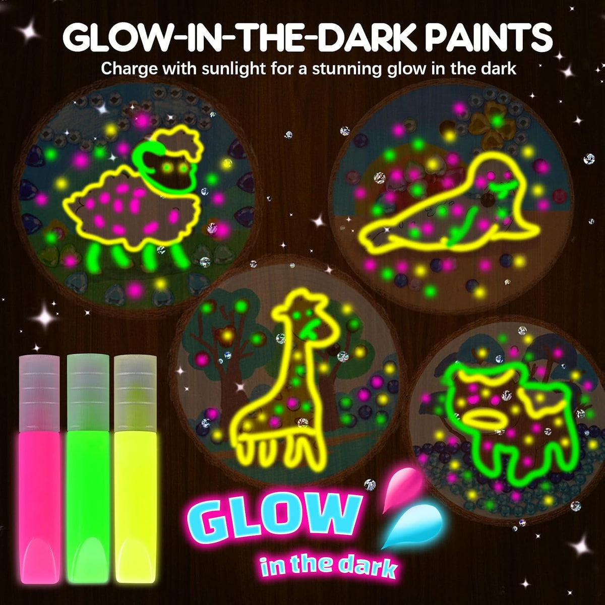 EPUMP Glow in the Dark Wooden Painting Kit for Kids - Wooden Painting Kit - Animal - image 3